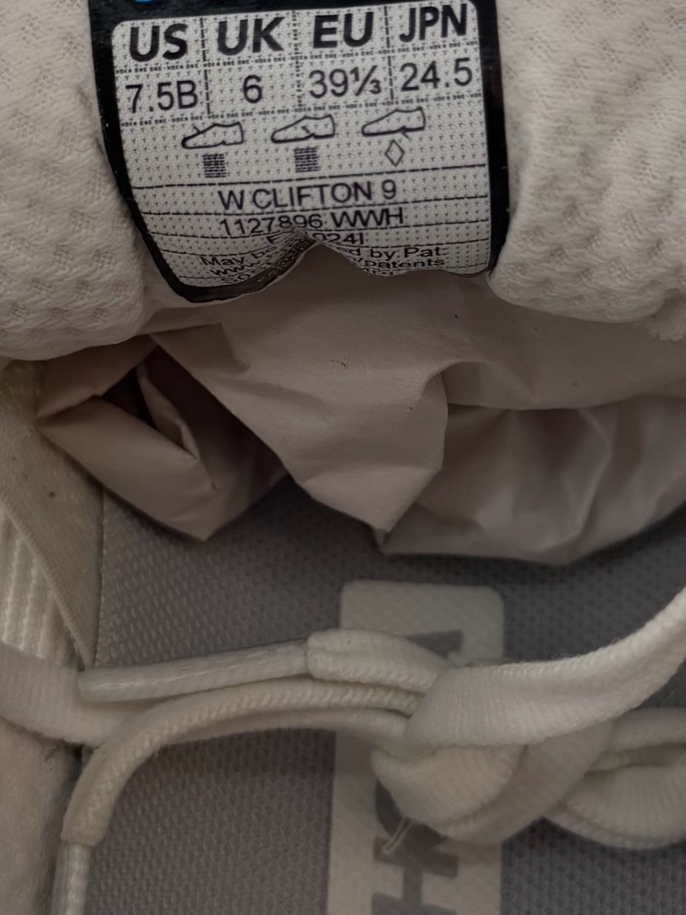 Hoka Clifton 9 Women’s White Plush-Cushion Running Sneaker Size 7.5 - Picture 11 of 13